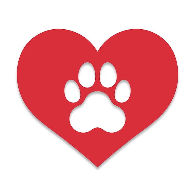 Heart With Paw Print Cutout