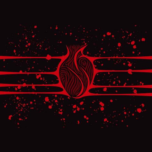 Heart with stretched veins and blood splashes vector image