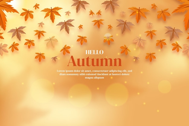 Vector hello autumn leaves background