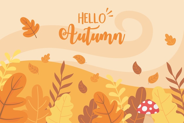 Hello autumn mushroom leaves bush nature scene landscape