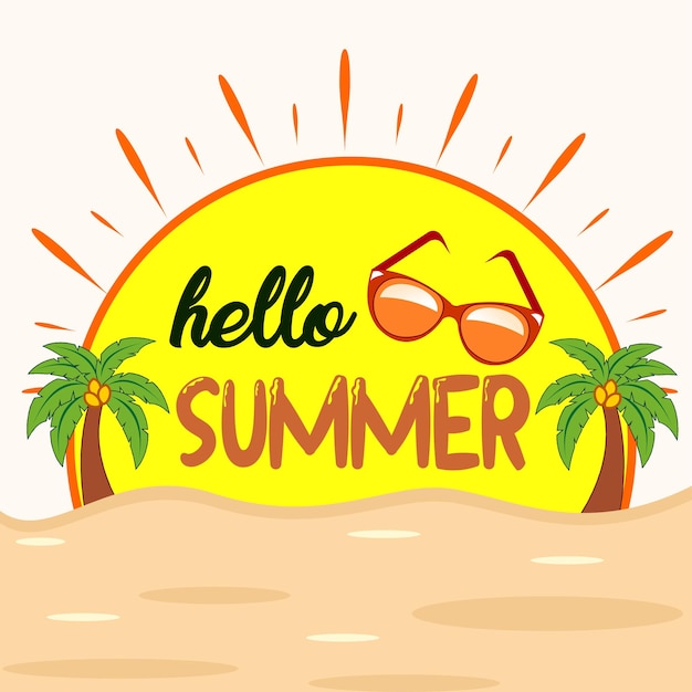 Hello summer background free vector