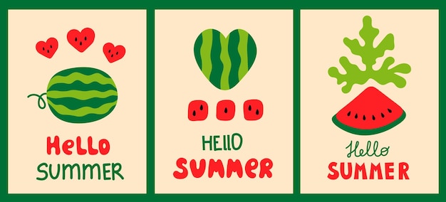 Hello Summer Watermelon posters set