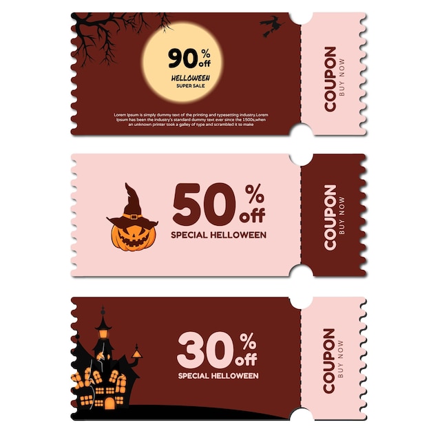 Vector helloween theme cupon design is suitable for shopping centers, shopping gifts, markets, shops,