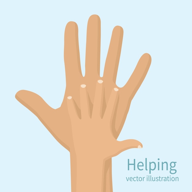 Vector helping hand vector illustration flat design caring hand symbol caring care help