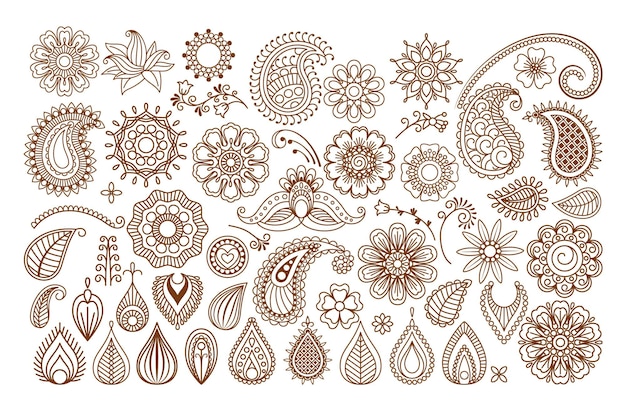 Vector henna doodle   elements