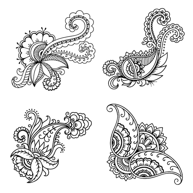 Vector henna tattoo flower template in indian style