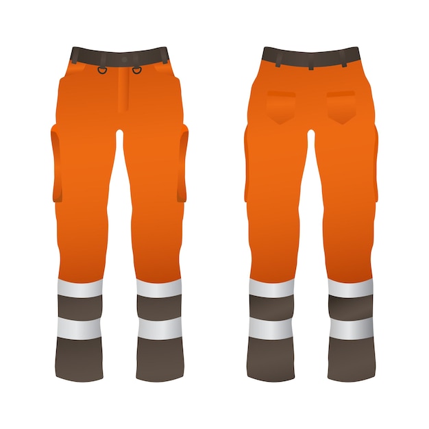 Hi vis safety pants template front and back view