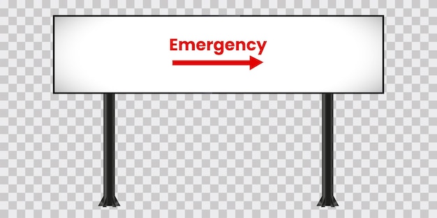 Vector a high column lcd display mock up on transparency background with emergency text on screen vector