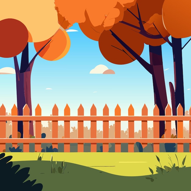 high quality ultra hd highly realistic vector wooden fence and trees on the backyard