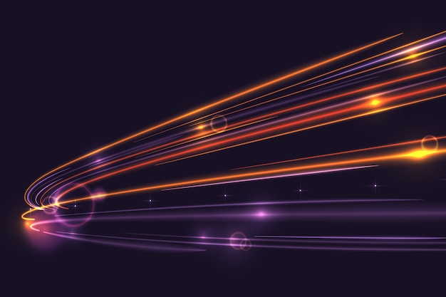 Vector high speed lights trail background