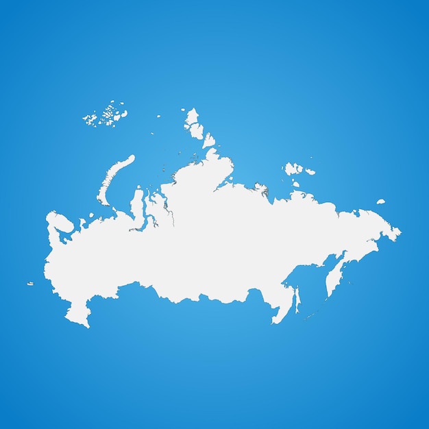 Highly detailed Russian Federation map with borders isolated on background. Flat style