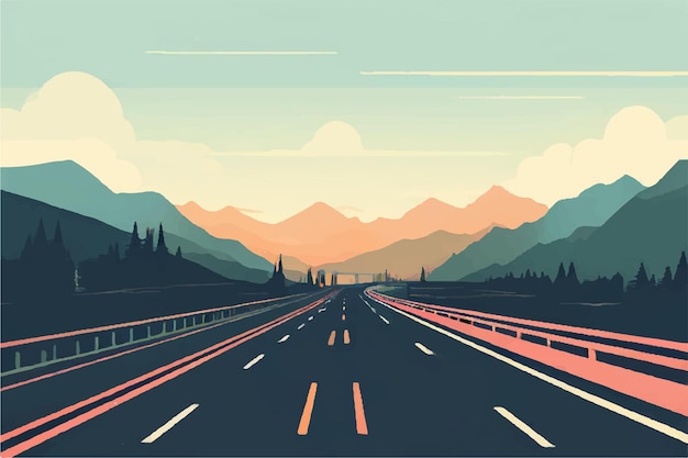 Vector highway illustration background highway landscape