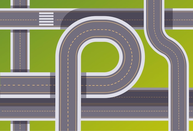 Vector highway road interchange expressway freeway concept flat graphic design illustration