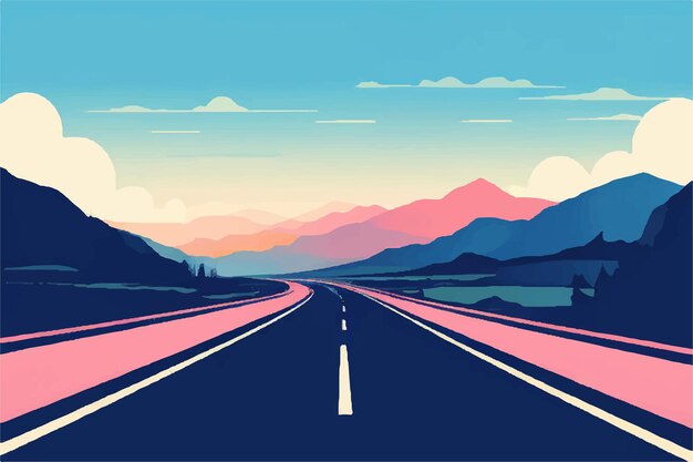 Vector highway vector background road landscape beautiful landscape showing view of a road vacation trip