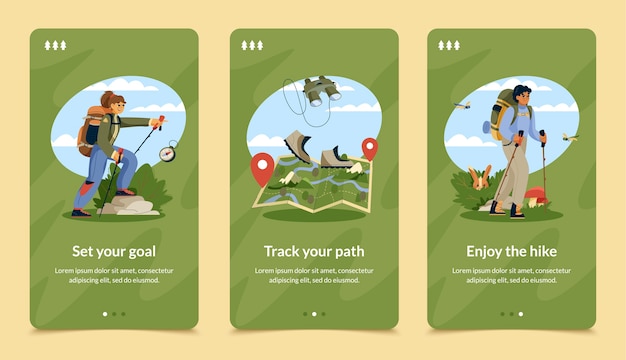 Hiking app design in flat design