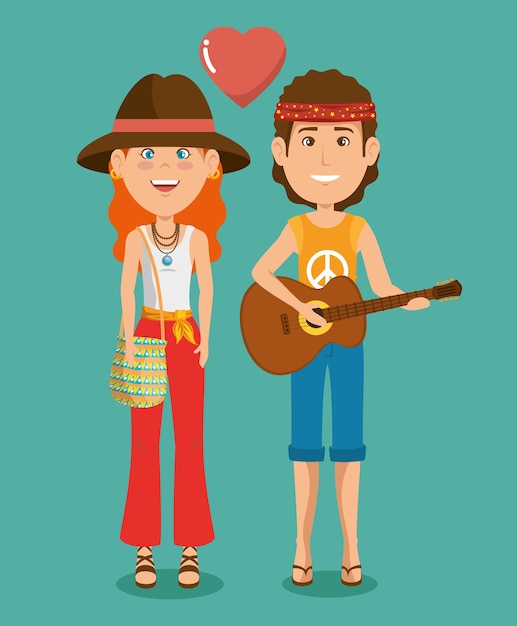 Hippie people cartoon