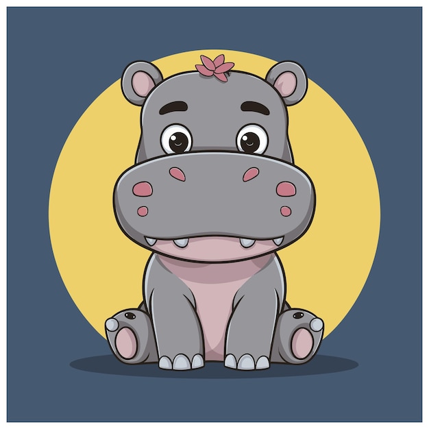 Vector hippo cartoon character isolated on white background