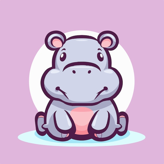 Vector a hippo sitting on a pink background.