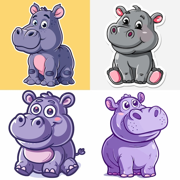 Vector hippo vector cute