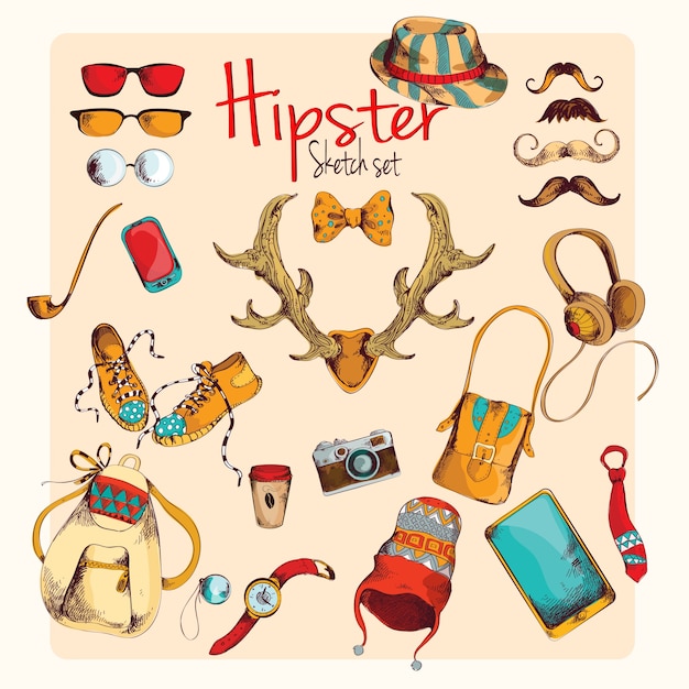 Hipster sketch set