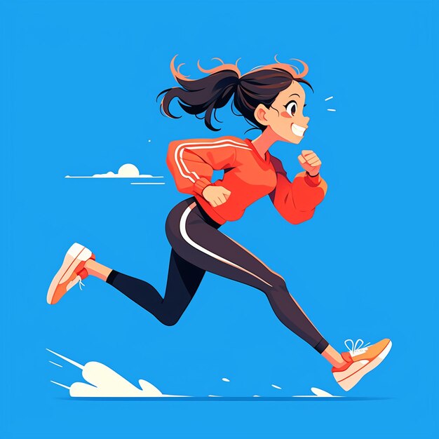 Vector hispanic girl in her 30s training for a marathon