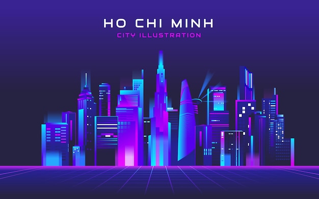 Vector hochiminh city illustration background