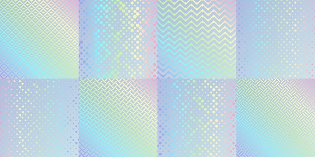 Vector hologram texture patterns glitter foil gradient