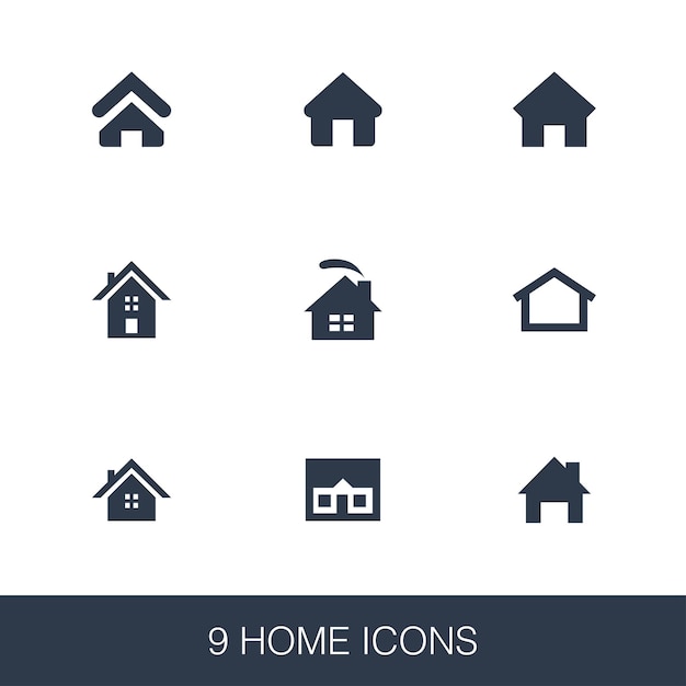 Vector home icons set. simple design glyph signs. home symbol template. universal style icon, can be used for web and mobile ui