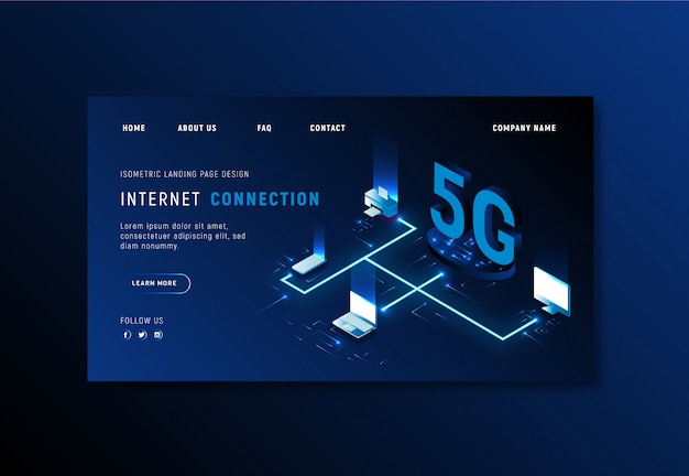 Home page with the concept of 5G wireless technology.