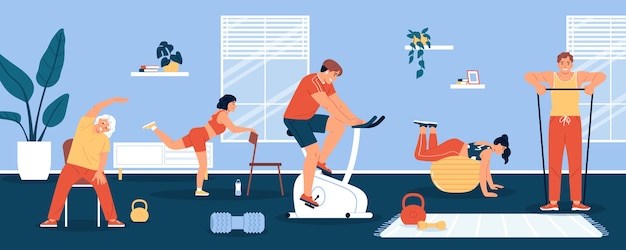 Vector home workout composition