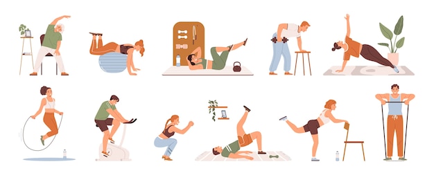 Home workout icons set