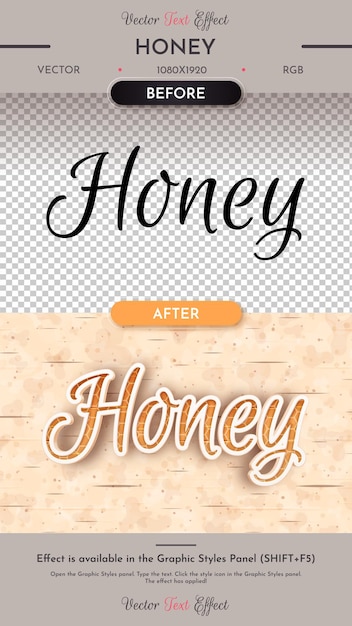 Honey Editable Text Effect Graphic Style Vector Mockup and Template Slogan and Brand Company