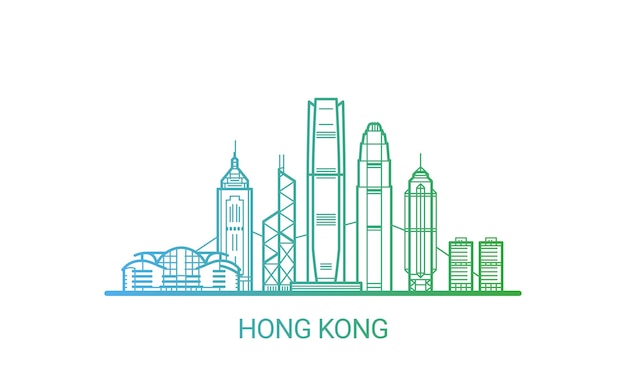 Vector hong kong city colored gradient line