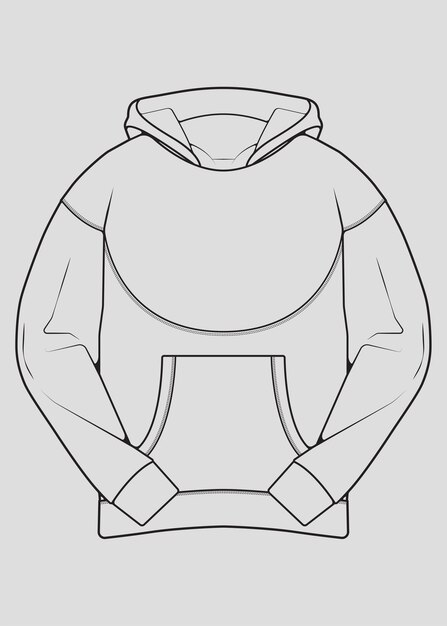 Hoodie oversized outline drawing vector hoodie oversized in a sketch style