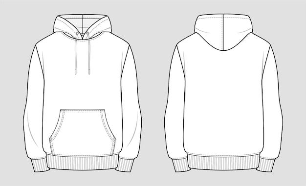 Hoodie. Technical sketch of clothes. 