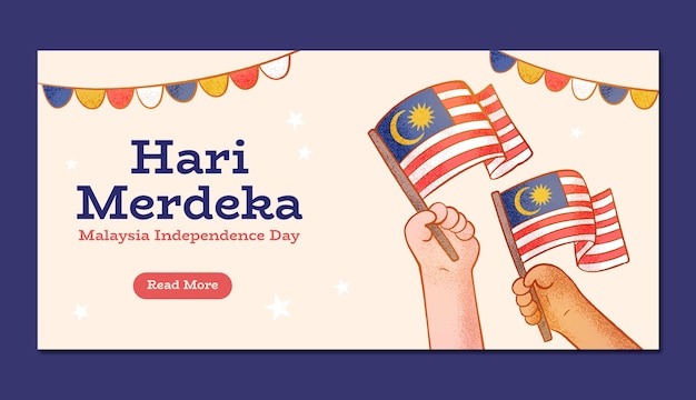 Vector horizontal banner template for hari merdeka independence day celebration