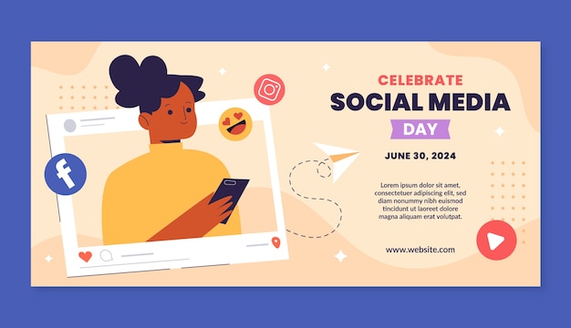 Vector horizontal banner template for social media day celebration