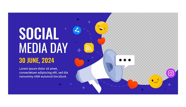 Horizontal banner template for social media day celebration