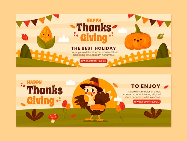 Horizontal banner template for thanksgiving celebration