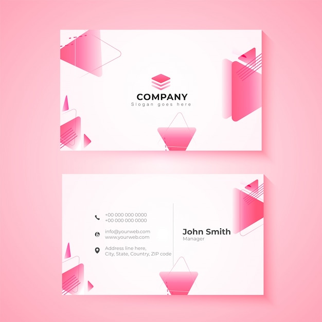 Horizontal business card with front and back presentation