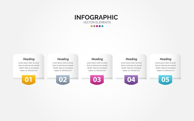 Horizontal Infographic design template Creative concept with 5 steps Can be used for workflow layout diagram banner webdesign Vector illustration