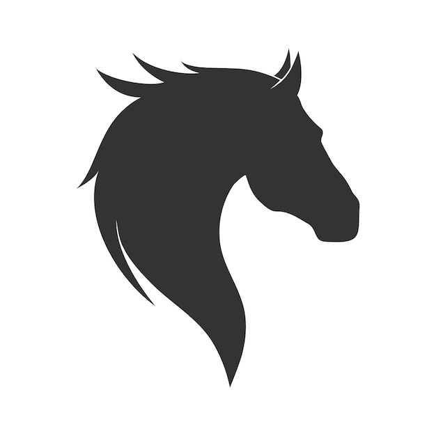 Horse head silhouette on a white background.