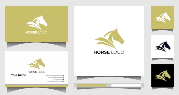 Vector horse logo templates premium vector and business card