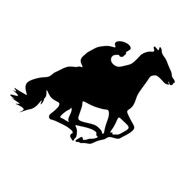 Vector horse racing silhouette of racing horse with jockey on isolated background racing horse and jockey