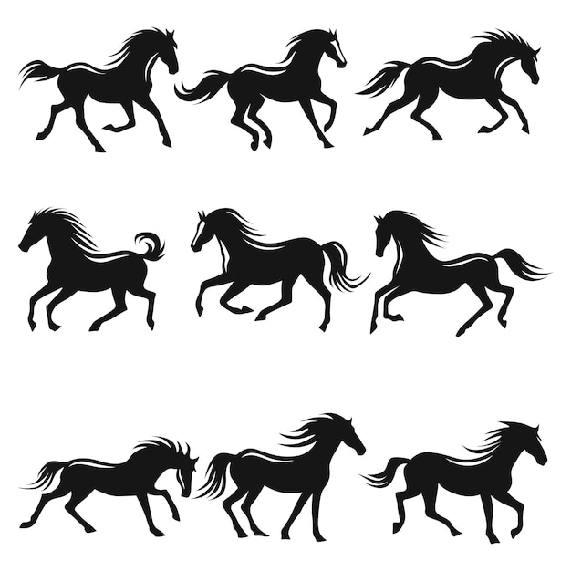 Vector horse silhouette illustration bundle collection