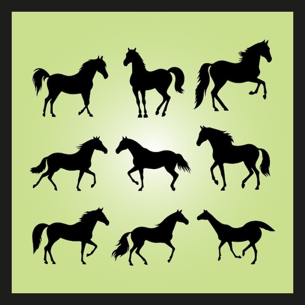 Vector horse silhouette set