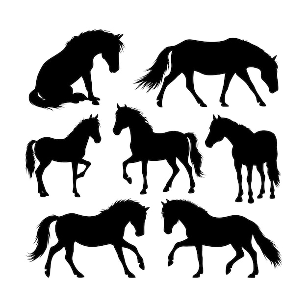 Vector horse silhouette vector illustration of a cute horse set silhouette