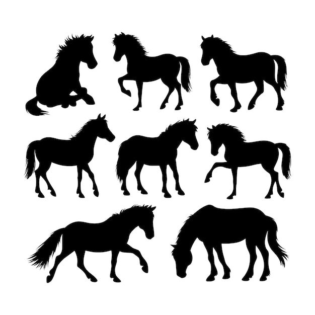 Vector horse silhouette vector illustration of a cute horse set silhouette
