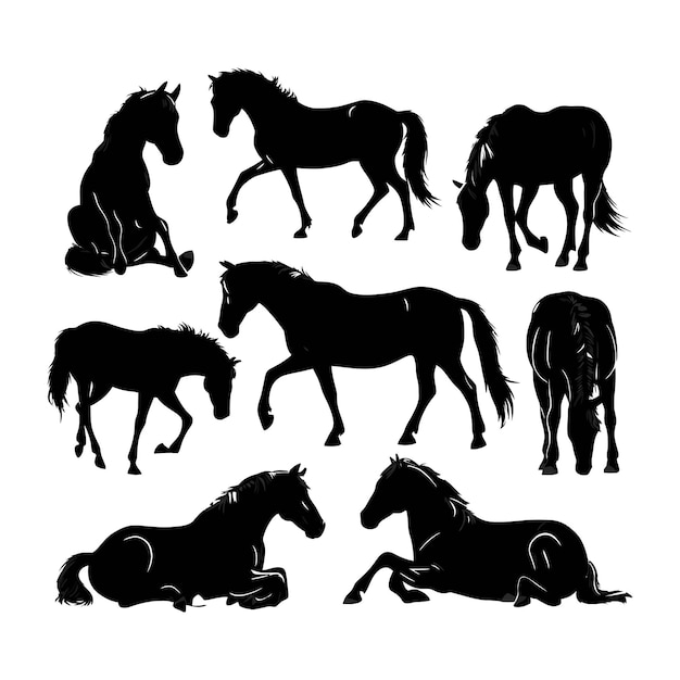 Horse silhouette Vector Illustration Of A Cute Horse set Silhouette