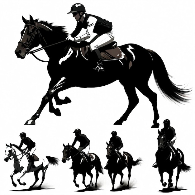 Vector a horse with a rider on it and the words  the horse  on it